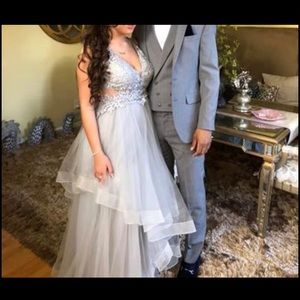 Silver/Gray Cachet Prom Dress